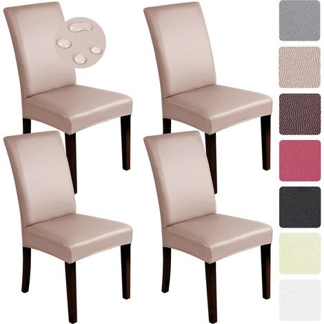 Stuhlhussen 4er Set Kunstleder wasserdicht für Schwingstühle, Khaki Rosa (1/5)