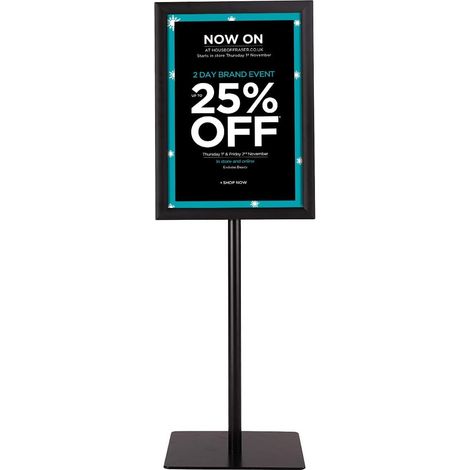 COSTWAY A3 Présentoir Stand Support d’Affiche sur Pied en Acier Inoxydable Hauteur Ajustable 78,5cm-123cm Noir Publicitaire Stand