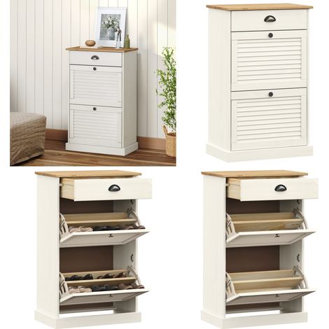 Schuhschrank VIGO 60x35x96 cm Weiß Massivholz Kiefer - Schuhschrank - Kleiderablage - Garderobe - Einbauschrank - Regal - Home & Living