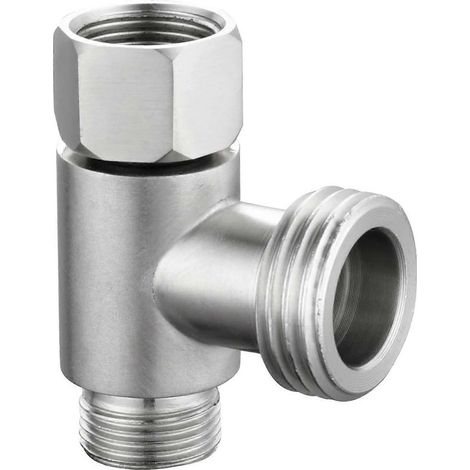 Raccord en T à 3 voies 3/8" et 1/2" en acier inoxydable pour tuyau d'eau 3/8", finition nickel brossé