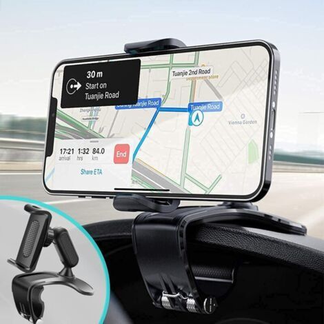 Car Phone Holder, Multifunctional Car Dashboard Rearview Mirror with 360° Adjustable Spring Clamp, Suitable for 4-7 Inch Smartphones (1/4)