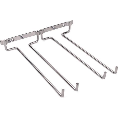 Porte Verres Suspendu, Support Verre à Vin Chromé à Deux Rangées de Support Mural pour Verres à Pied Sous Étagère Rangement pour la Maison et le Bar (1/5)