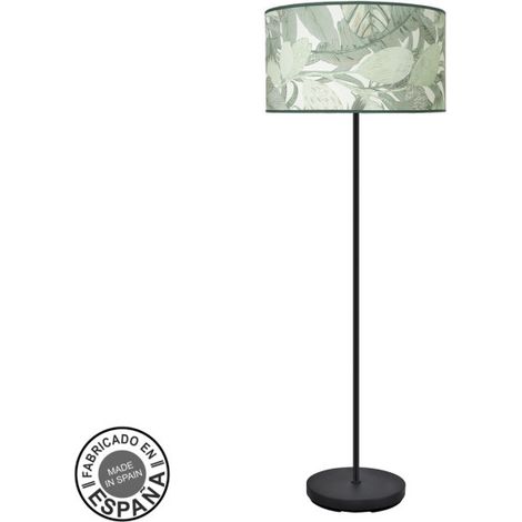 FABRILAMP Lampada da terra de lampada da terra Moda 1xe27 Nero/foglia verde