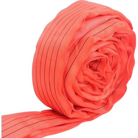 Élingue de levage 5T 3 mètres, sangle en polyester rouge pour manutention et transport, élingue textile robuste (1/5)