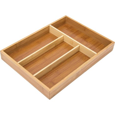 Range-couverts en bambou organiseur de tiroir 4 compartiments HxlxP: 4 x 25 x 34 cm résistant durable en bois, nature (1/5)