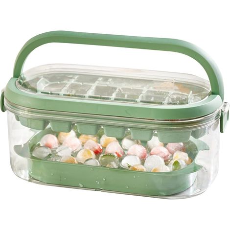 Plateau De Moule à Glaçons, Boîte Congelée pour Réfrigérateur 2 Couches 54 Grilles Extérieures Portables Grande Capacité pour Le Café Glacé, Le Whisky Et Les Cocktails à la Maison(Vert) (1/5)