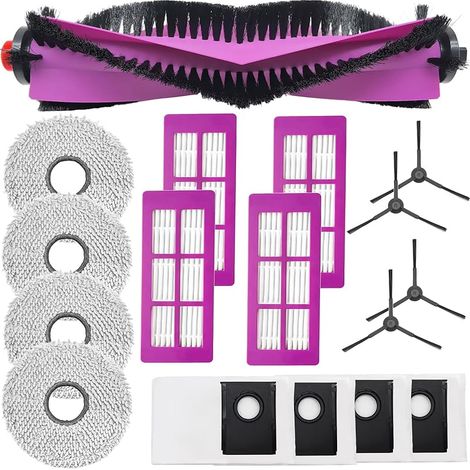 FOREHILLAccessoires pour Eureka J15 Pro Ultra aspirateur robot de rechange, Brosses rouleau, 4 Chiffon, 4 sacs poussire, 4 brosses latrales, 4 HEPA filtres (1/5)