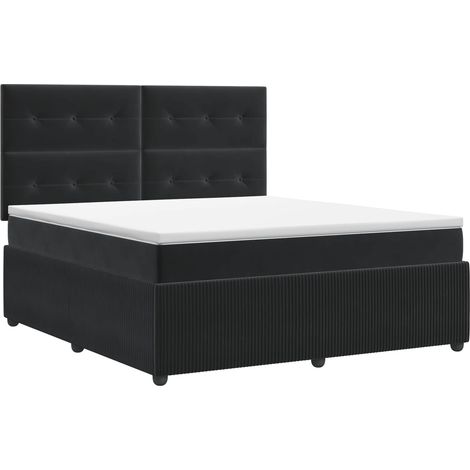 Boxspringbett mit Matratze Schwarz 180 x 200 cm Samt vidaXL (1/5)