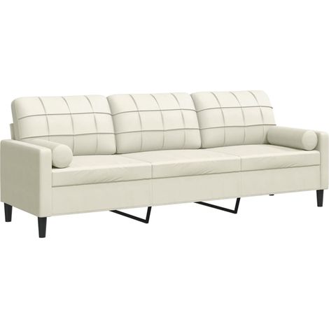 Canapé 3 places,Sofa pour Salon,Banquette avec oreillers décoratifs crème 210 cm velours CFW207429 (1/5)