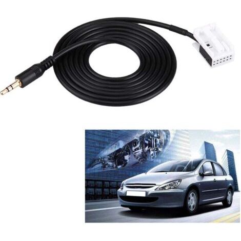 Câble Auxiliaire Audio Stéréo Jack 3.5mm pour Autoradio C2 C5 307 308 407 avec Outils de Démontage