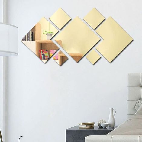 Autocollants miroir muraux, 7 pièces de décoration d'autocollants muraux miroir, décoration d'autocollants muraux miroir acrylique, 80 x 55 cm, adapté au salon, à la salle de bain, aux escaliers