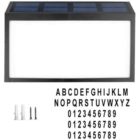 1 Ensemble Numéro de porte extérieur dehors moderne Numéros de porte nombre à l'extérieur illuminé mur numéros d'adresse pour la maison lampe de signe d'adresse solaire Noir (1/5)