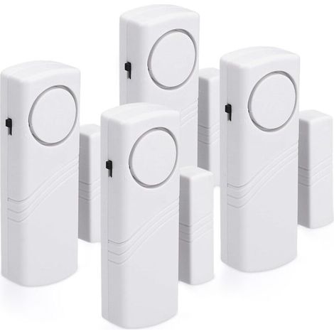 Alarme Porte et Fentre - Lot 4x Alarme Sans Fil Anti-Intrusion - Scurit Maison Contre Cambriolage - Fonctionnement Magntique - 100 dB (1/5)
