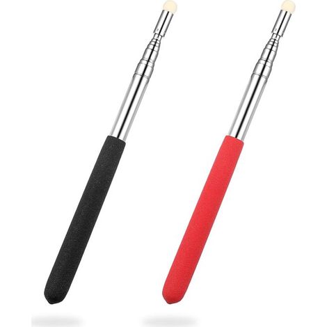 Bâtons d'index télescopiques rétractables – Lot de 2 – Acier inoxydable – Extensibles jusqu'à 122 cm – Pour présentation, école et bureau (1/5)