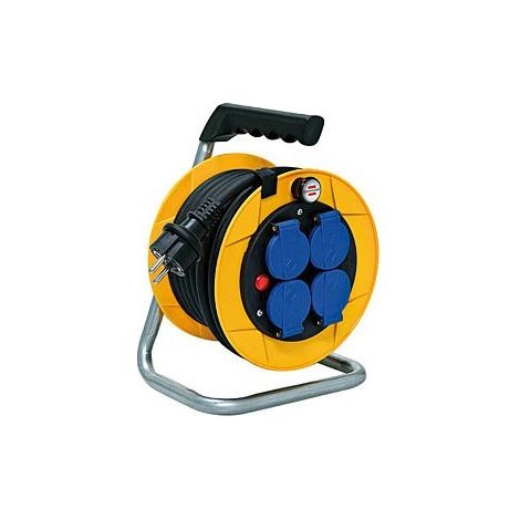 Brennenstuhl – Enrouleur électrique 1079281 – Câble HO7RN-F 10m – 4 prises 16A IP44 – Disjoncteur thermique intégré – Poignée ergonomique