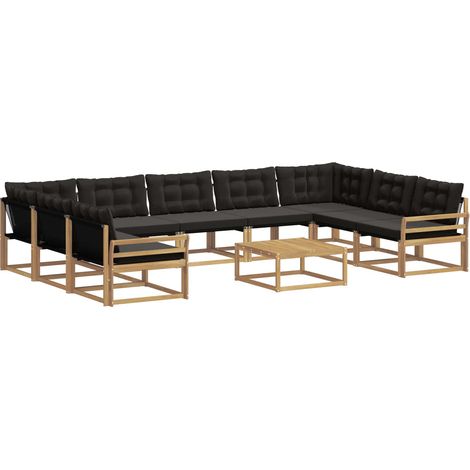 Ensemble de canapés d'extérieur 10 pc Blanc et noir vidaXL (1/5)
