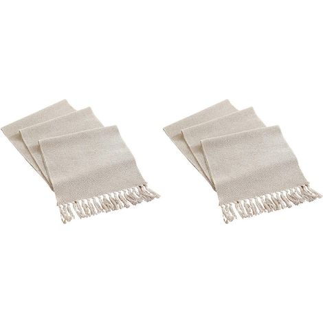 Chemin de table style ferme (x2), chemin de table rustique vintage, chemin de table bas tressé en coton, chemin de table tissé beige (1/5)