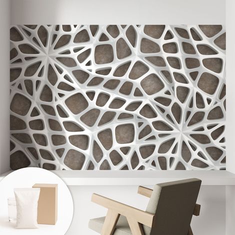 Papier peint intissé décoratif avec colle pour salon chambre et bureau Installation rapide Réseau géométrique 104x70 cm (1/5)