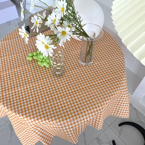 Nappe de Bureau en Coton et Lin, Couverture de Table Antidérapante 100x150cm - Décoration Maison Bureau Dortoir Orange (1/5)