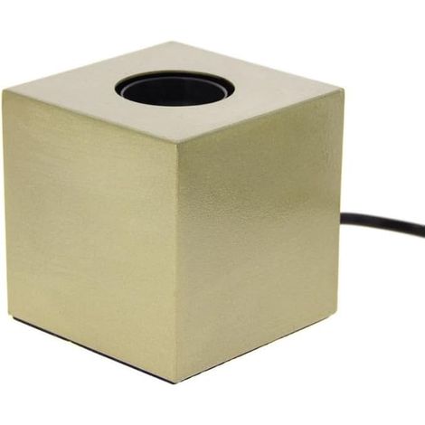 , Lampe à Poser Cube en Métal Couleur Laiton, Culot E27, Design Élégant et Minimaliste, Éclairage Pratique et Durable pour Intérieur (1/5)