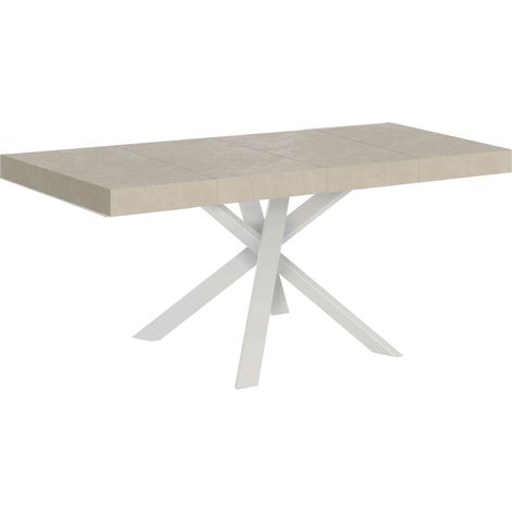 Tavolo Allungabile 90-194x90x76 cm Clerk Premium Cashmere Gambe Bianche (1/4)