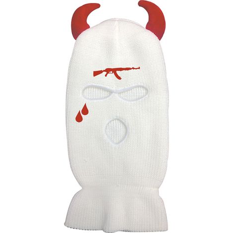 Cagoule 3 trous pour temps froid, tricotée en peluche douce, avec cornes, coupe-vent et respirante, idéale pour le ski, le cyclisme et la course à pied (hommes et femmes). (1/3)