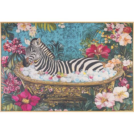 Zebra-Leinwandbild  Tropischer Stil, farbenfrohe Dekoration