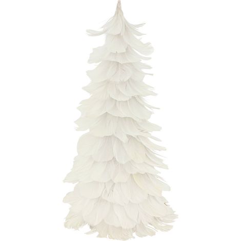 Atmosphera – Déco de Noël cône en plume blanche 40 cm – Finition paillettes argent – Élément décoratif élégant pour fêtes de fin d'année (1/2)