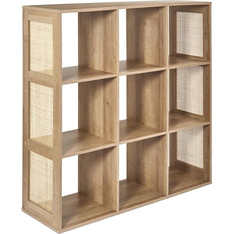 The Home Deco Factory – Bibliothèque modulable 6 cases en rotin – Rangement moderne marron pour décoration intérieure – Dimensions optimisées pour espaces réduits