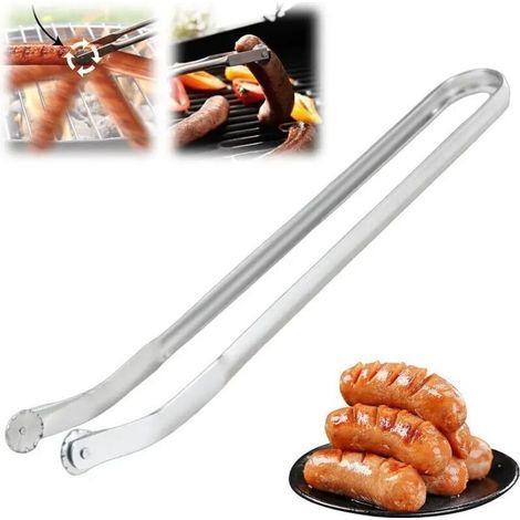 Pince à saucisses rotative pour barbecue pour retourner steak viande et légumes accessoire de grillade polyvalent (Lot de 1) (1/5)