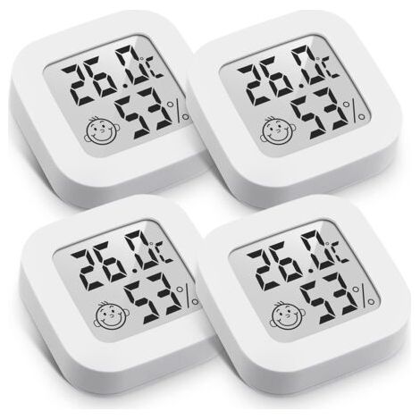 Mini Thermomètre Hygromètre Intérieur Digital à Haute Précision, Moniteur de Température et Humidimètre, Thermo Hygromètre Indicateur du Niveau de Confort (4.3cm4.3cm, blanc, 4) (1/5)