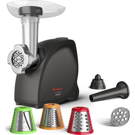 Moulinex – Hachoir à viande 2000W noir – Grand débit 2.3 kg/min – Tête en métal – 2 grilles inox – Accessoire kebbe et tube à saucisses (1/10)