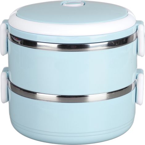 Boîte-repas isotherme empilable en acier inoxydable 304, boîte alimentaire chaude isolée, conteneur scellé double couche bleu