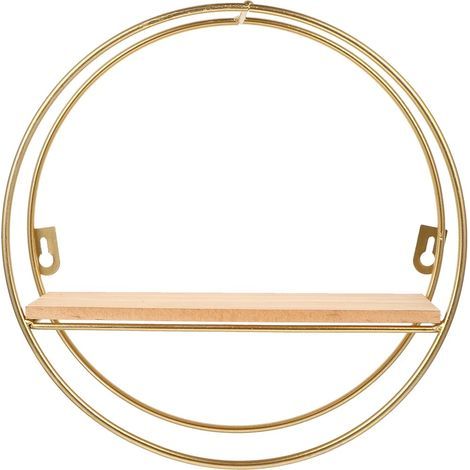 Runde, schwebende Metallwandregale mit botanischer Verzierung (gold) (1/5)