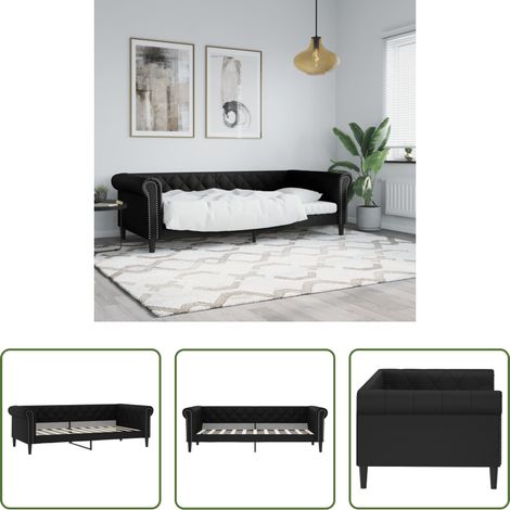Canapé nuit - Lit de jour sans matelas noir 90x190 cm similicuir (1/5)