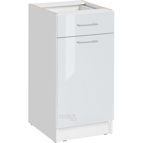 Mobile base da cucina Eco Bianco Brillante a 1 anta 1 cassetto L 40 cm (1/5)