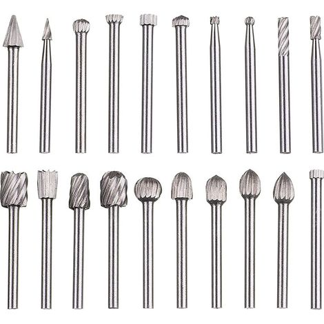 Lime Rotative - Fraise HSS Carbure - Tige 3 mm - Pour Sculpture Gravure Perçage Polissage Métaux - Lot de 20 (1/5)