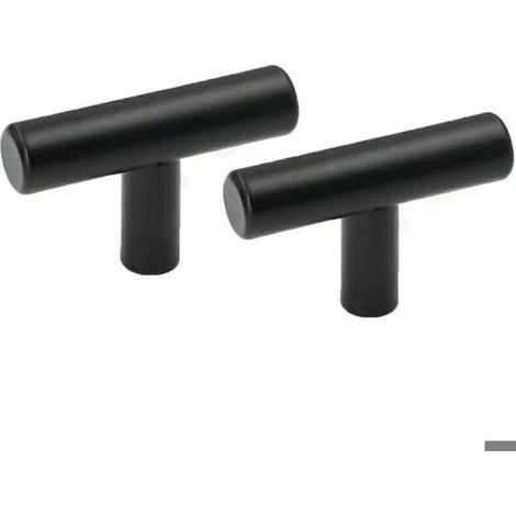 Lot de 10 boutons de meuble – Acier inoxydable, noir – Ø 12 mm, longueur 50 mm (1/4)