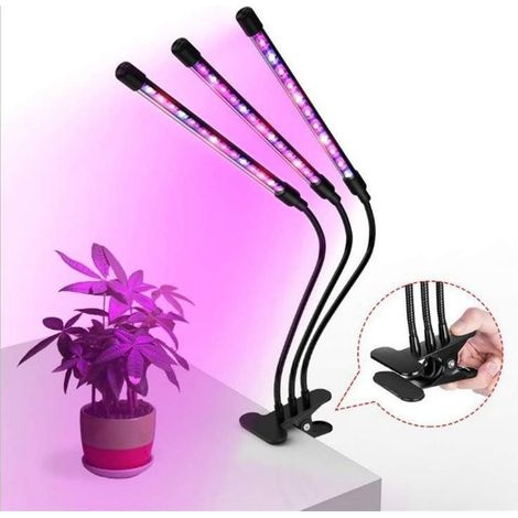 Lampe de croissance pour plantes d’intérieur – Éclairage LED à spectre complet (rouge + bleu), avec pince réglable, minuterie intégrée et alimentation USB – Idéale pour plantes en pot, succulentes et