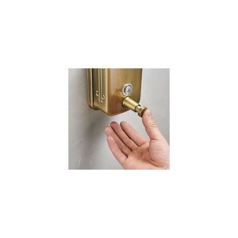 Dispenser di sapone commerciale a parete in acciaio inox di grande capacità, design antiruggine per il bagno (oro) - Crezuo (1/3)
