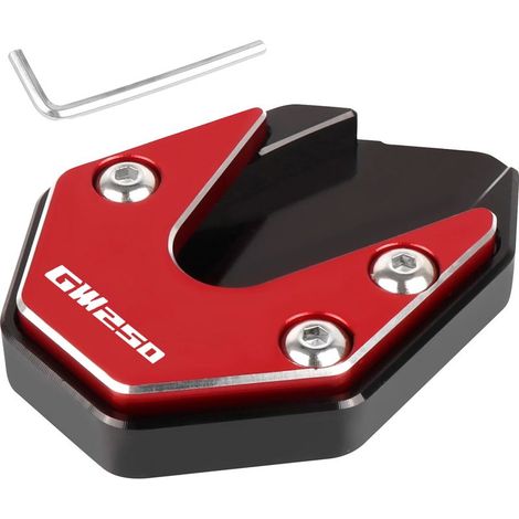(rouge-GW250) Compatible avec les modèles SUZUKI GW250, GSX250R et DL250 (2021-2023) : plaque de support de béquille latérale, extension de béquille Maxpower. (1/4)
