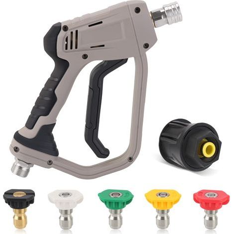 Pistolet de lavage haute pression 4000 PSI - Yuirshion 5 buses - Raccord rapide - Avec interface M22 - Adaptateur Karcher K1-K7 compatible - Kit de pistolet de lavage de voiture pour appareil (1/5)