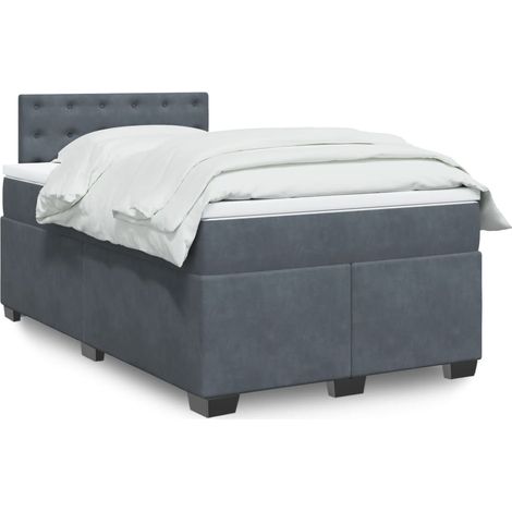 Boxspringbett mit Matratze Dunkelgrau 120x200 cm Samt (1/5)