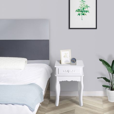 Comodino Moderno con Cassetto Mobiletto Multiuso in Legno Bianco, 40 x 35 x 60cm (1/5)
