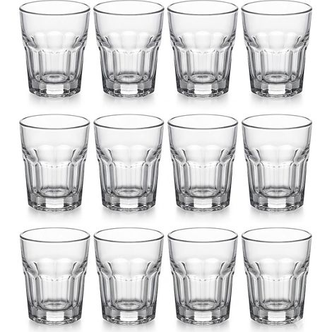 Set 12 Bicchierini Shottini in Vetro Trasparente 40 ml ROCKS a Sfaccettature cicchetti per Tequila grappa Vodka Amari liquori per Casa Bar e Ristorazione Professionale Horeca impilabili salvaspazio