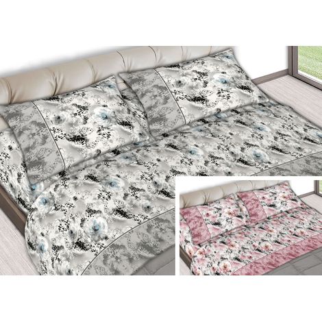 Completo Lenzuola Letto 100% Cotone Made Italy Disegno Animalier CN, misuraSingolocoloreGrigio (1/5)