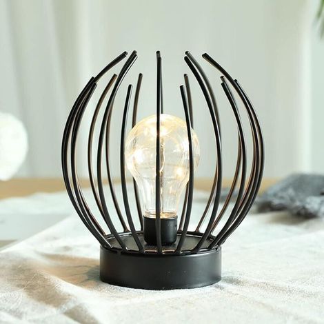 Vtizikl Lampe de table à cage en métal Lampe sans fil à piles avec ampoule LED de style Edison Idéal pour les mariages, les fêtes, les événements de patio pour l'intérieur à l'extérieur (1/5)