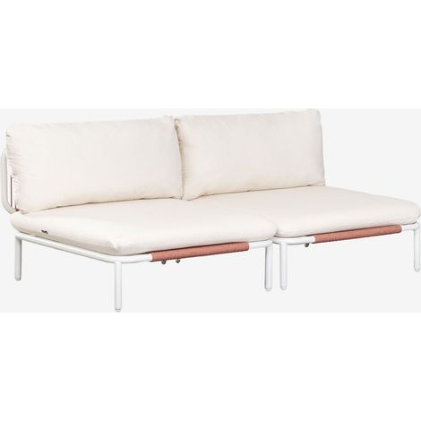 SKLUM 2-teiliges modulares Gartensofa aus Stahl Roubly Beige Mandel Rose                                  