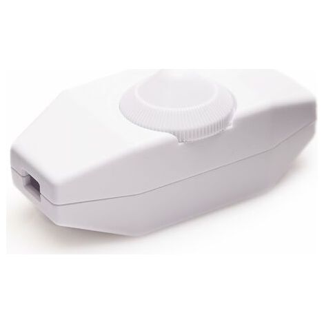 Variateur de Lumière, interrupteur rotatif avec cable 220-230V blanc, poussoir pour LED à intensité variable (1/4)