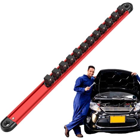 Organiseur de douilles magnétique Support de douilles robuste Rail de douilles en alliage d'aluminium Ensemble de porte-outils magnétique Organiseur d'outils de qualité professionnelle (1/5)